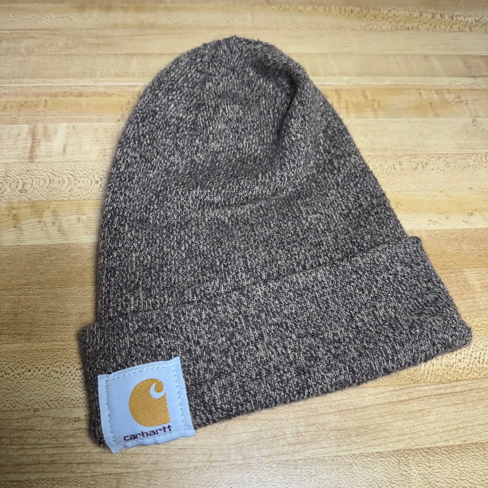 Carhartt Watch Hat Beanie Brown Tan Marled Knit Cuff Logo A18 247 unisex